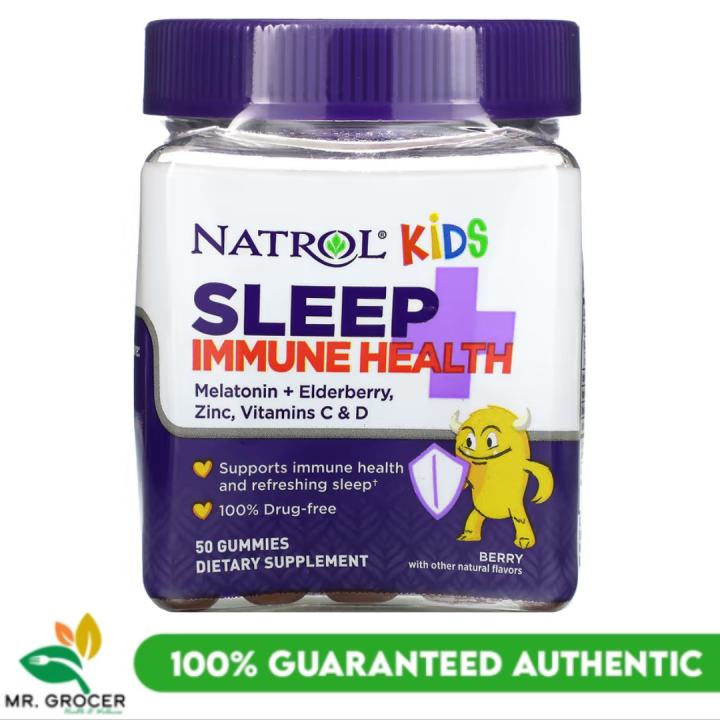 Natrol Kids Sleep plus Immune (Melatonin, Elderberry, Zinc, Vit C & Vit
