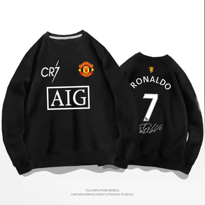 ronaldo-manchester-united-f-c-cr7-เสื้อโค้ทกันหนาวแขนยาวคอกลมทรงหลวมสําหรับผู้หญิงและผู้ชาย