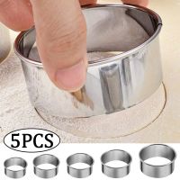 5Pcs/Set Round Stainless Steel Biscuit Mold Dumpling Skin Cutting Mould DIY Cake Pastry Baking Tools Home Kitchen Clips Gadgets Bread Cake  Cookie Acc