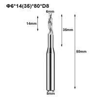 3pc 6x14x80 SHK 8MM หนึ่งขลุ่ยเดี่ยว HSS ความเร็วสูงเหล็กทองแดงมิลลิ่งตัดอลูมิเนียมอัลลอยด์ประตูหน้าต่าง End Mills CNC Bit