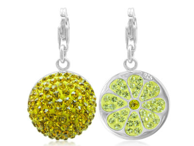 GM Crystal Fashion Fruit collection Silver 925 Charm pendant jewellry Lemon 15mm