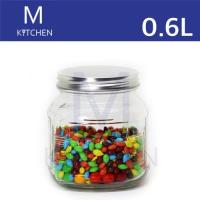 M Kitchen ขวดโหลแก้วทรงเหลี่ยมฝาดีบุก ขนาด 0.6L