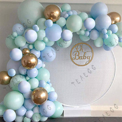 127Pcs Baby Shower Boy Or Girl Happy Birthday Party Decoration Balloon Garland Macaron Blue Chrome Gold Balls Wedding Decor Gift