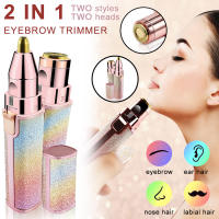 ZZOOI 2 In 1 Electric Eyebrow Trimmer Pen Painless Facial Hair Remover Women Shaver Bikini Hair Razor Body Face Lipstick Epilator USB