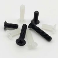 25pcs M3 White Black Plastic Nylon Flat Countersunk Head Phillips Cross Head Screw Bolt thread diameter 3mm length 6-20mm