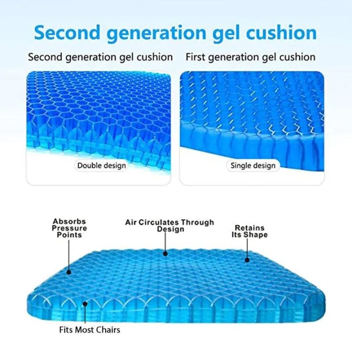 เบาะเจลรองนั่ง-ลดลง-15-ระบายอากาศได้ดีและเย็นสบาย-นั่งนานไม่เจ็บ-บรรเทาอาการปวดเมื่อยขณะทำงานและขับรถ-เบาะเจลรังผึ้ง-เบาะรองแผลกดทับ-เบาะรองนั่ง-เบาะรองนั่งทำงาน-เบาะรองนั่งเพื่อสุขภาพ-เบาะรองนั่งบนรถ