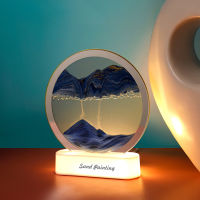 3D แก้ว Sandscape นาฬิกาทราย Led Night Light Quicksand ภาพวาด Moving Sand Art รูปภาพสำนักงานเดสก์ท็อปข้างเตียง Nordic Home Decor