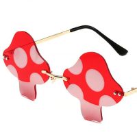 Latest Mushroom Sunglasses Ladies Super Maria 2023 Retro Steam Mushroom Rimless Glasses Fashion Prom Party Eyewear Oculos De Sol