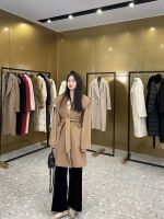 [COD] Mid-length hooded coat High-grade camel hair with inner water ripple wool Small man a belt