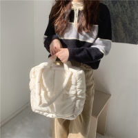 Designer Puffy Shoulder Bag Women Quilted Space Cotton Down Feather Padded Large Capacity Handbag Winter Shopping Tote Purse