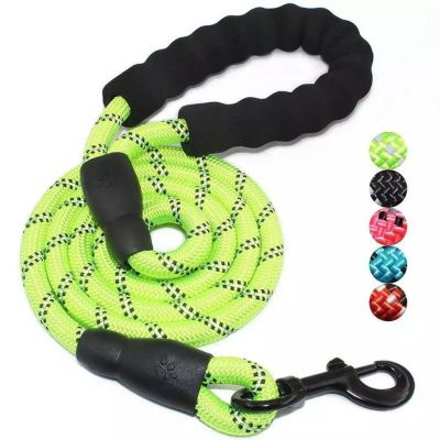 Hot 1.5M Pet Leash Reflective Strong Dog Leash With Comfortable Padded Handle Heavy Duty Training Durable Nylon Rope Leashes Collars