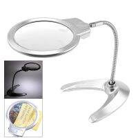 【✲High Quality✲】 WBHU6G SPECIALTY STORE เอบีเอสท่อโลหะปรับได้ Deskmagnifier 2x / 5x แว่นขยายมีหลอดไฟ Led สำหรับเครื่องมือซ่อมแซมอัญมณี