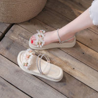 Women‘s Sandals Wear Flat-bottomed Anti-slip and Wear-resistant Fashion Casual Rhinestone Soft-soled Slippers At Home In Summer