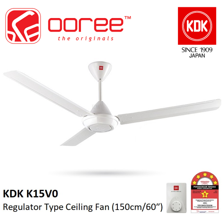 KDK K15V0 / K15VO (150CM/60″) 3 BLADES REGULATOR TYPE CEILING FAN KIPAS