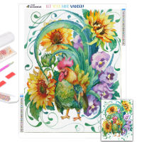 5D DIY Diamond Painting Sunflower Rooster Mosaic Needlework Full Diamond Embroidery With Frame Cross Stitch Wall Decorative
