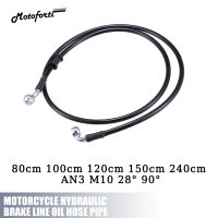 Motoforti 80เซนติเมตร100เซนติเมตร120เซนติเมตร150เซนติเมตร240เซนติเมตรรถจักรยานยนต์ไฮดรอลิสายเบรกท่อน้ำมันท่อที่เหมาะสม AN3 M10 28 ° 90 ° สแตนเลส