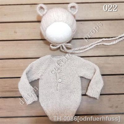 ☾ Newborn fotografia adereços mohair bodysuit macacão teddy bear roupas acessórios