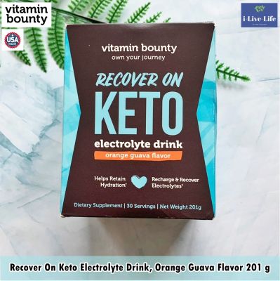 อาหารเสริมคีโต อิเล็กโทรไลต์ แบบผง รสส้มผสมฝรั่ง Vitamin Bounty - Recover On Keto Electrolyte Drink, Orange Guava Flavor 201 g