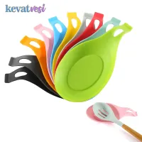 【YY】1PC Silicone Heat Resistant Spoon Rest Non-Slip Insulation Spoon Pad Mat Kitchen Utensils Spatula Holder Shelf Cookware Storage