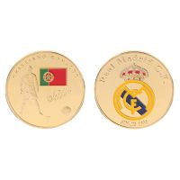 【CC】๑  Ronaldo Gold Commemorative Coin Football Coins Souvenir