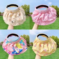 [hot]Korean Kids Large Brim Hat Children Outdoor Sun Hats Foldable Portable Caps Cute Cartoon Hat Summer Hat for Kids Girl Caps