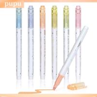 PUPU เมทัลลิก ไฮไลท์เน้นข้อความ กลิตเตอร์ มี6สี ปากกาเจล 6ชิ้นค่ะ การเขียนที่ราบรื่น ชุดไฮไลท์ กระดาษโน๊ต