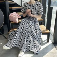 ZZOOI SHENGPALAE 2020 New Summer Women Vintage Loose High Waist Slim Was Thin Elegant Square Collar Flowers Maxi Dress ZA4529