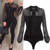 COD DSFGERTERYII GSG-Womens Long Sleeves Sexy Tulle Bodysuit Leotard Lingerie Sleepwear Tops