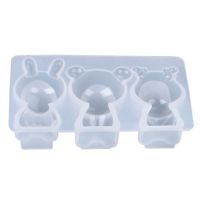 3D Cartoons Silicone Mold Bear Rabbit Decoration Epoxy Resin Casting Mould for DIY Crafts Key Chain Pendants