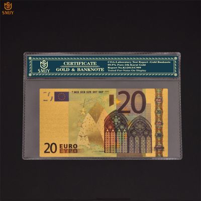 ออนไลน์24K ชุบทองสกุลเงินยุโรป20ยูโรเงินฟอยล์สีทองแบบจำลองคอลเลกชันธนบัตรกระดาษเงินจริง