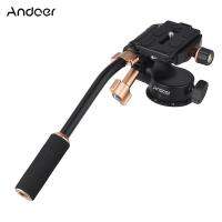 Andoer Q08S อะลูมินัมอัลลอย3-Way Damping หัววิดีโอขาตั้งกล้องกับกระทะ Handle รองรับ360 ° Panoramic ถ่ายภาพ1/4 "ที่ยึดสกรู3/8" สกรูสำหรับกล้อง DSLR ILDC กล้องสำหรับขาตั้งกล้อง Monopod สูงสุด6กก.