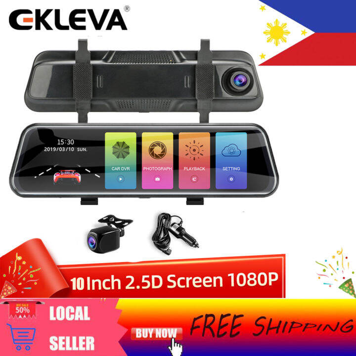 EKLEVA 10 Inch Car Mirror Dash Cam FHD 1080P Car DVR IPS Touch 2.5D