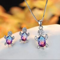 hotx【DT】 Fashion Turtle Necklace Earring Set Pendant Engagement Womens Jewelry Anniversary