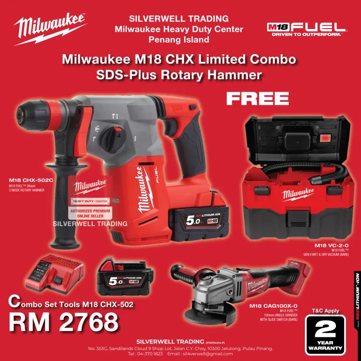 Milwaukee M18 CHX502 FUEL™ 26mm SDSPlus Hammer (Free M18 Grinder *M18