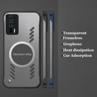 Frameless Transparent Matte Hard PC Metal Lens Case For Xiaomi Poco F3 F4 F5 GT Pro Car Magnetic Graphene Heat Dissipation Bumper Shell Cover Protector