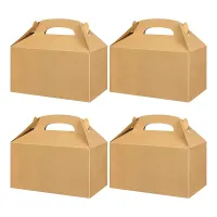 50 Pcs Party Treat Boxes White, Candy Boxes Party Favors with Handle Paper Cookie Gift Bags Gable Boxes