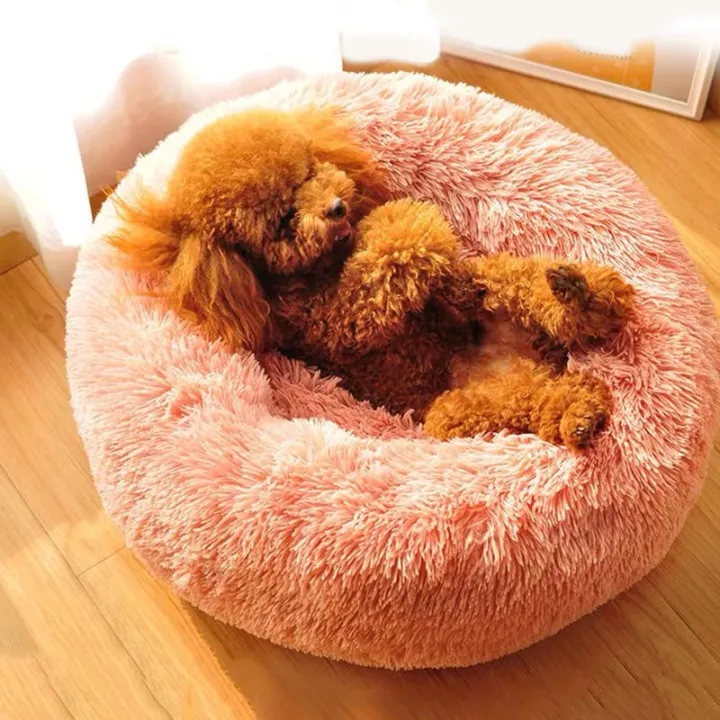 Cushion Soft Plush Round Calming Cat Dog Pet Donut Bed Lazada PH