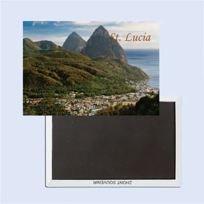 St. Lucia Travel souvenirs Creative refrigerator 26342 Rectangle Rigid Metal Magic fridge Magnets Magic Photo Magnets