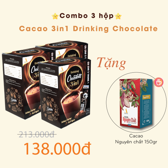 Bột cacao sữa 3in1 drinking chocolate - hộp 8 gói- không hương liệu - ảnh sản phẩm 3