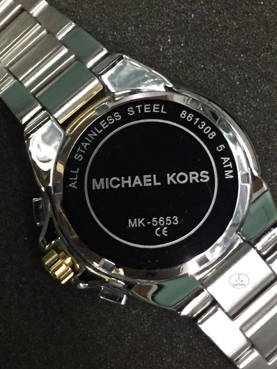 นาฬิกาข้อมือผู้หญิงไซด์ใหญ่-michale-kors-รุ่น-mk5653-ตัวเรือนและสายนาฬิกา-2-กษัตริย์-เงินสลับทอง-รับประกันของแท้-100