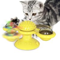 【Chat-support】 PETS MART mall Windmill Cat Toy Interactive Catnip Toy สำหรับแมวในร่ม Suction Catnip &amp; Lighting Ball,นวดตลก Scratching Tickle