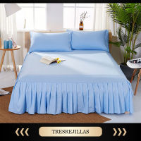 Solid Polyester Fitted Valance Sheet Drop Frilled Valance Solid Color Bed Skirt SingleDoubleKingSuper King Bed Cover Sheet