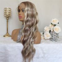 Ombre Blonde Lace Front Synthetic Wig Body Wave T Part Lace Front Wig Highlight Wig 22inch