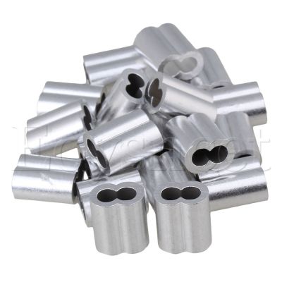 20 Pieces 0.6 Cm Tali Kawat Crimping Double Ferrules Aluminium Lingkaran Lengan M4