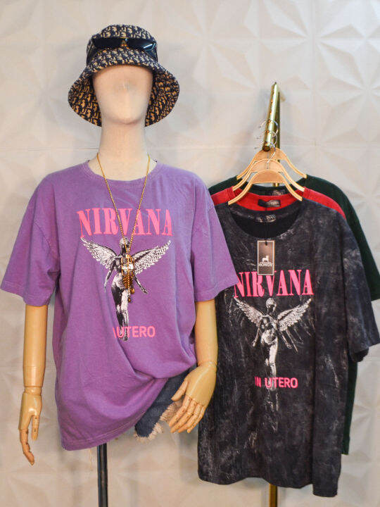 เสื้อยืด-ฟอกnirvanaนางฟ้า-เนื้อผ้าดีใส่สบายผลิตจากไทยจัดส่งไวมีบริการเก็บเงินปลายทาง