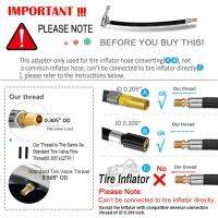 Locking Tire Chuck with Rubber Hose and Standard Tire Valve Fine Thread Adapter For Twist On Convert to Lock On Connection