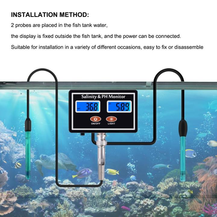 rcyago-ph-amp-ความเค็ม-2-in-1-ph-meter-amp-เครื่องทดสอบความเค็มสำหรับ-aquarium-สระว่ายน้ำสปาน้ำทะเลพืชคุณภาพน้ำ