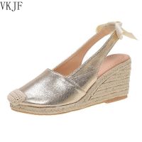 Women Wedges Sandals Slip on Closed Toe Platform Espadrille Sandals Female Serpentine Straw Bottom Summer Shoes Ladies