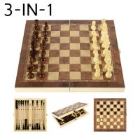 New 3 in 1 Folding Wooden Chess Backgammon Checkers Travel Games Chess Set Board Draughts Entertainment Portable Board Game