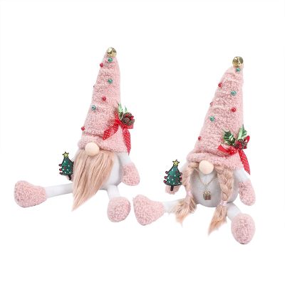 2Pcs Faceless Gnome Plush Doll Santa Gnome Rudolph Doll Pendant Xmas Gift Christmas Decorations for Desktop Fireplace